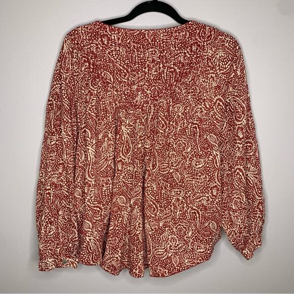 Free people Cool Meadow printed top in sweet Cramberry burgundy women's size XS - Picture 9 of 9